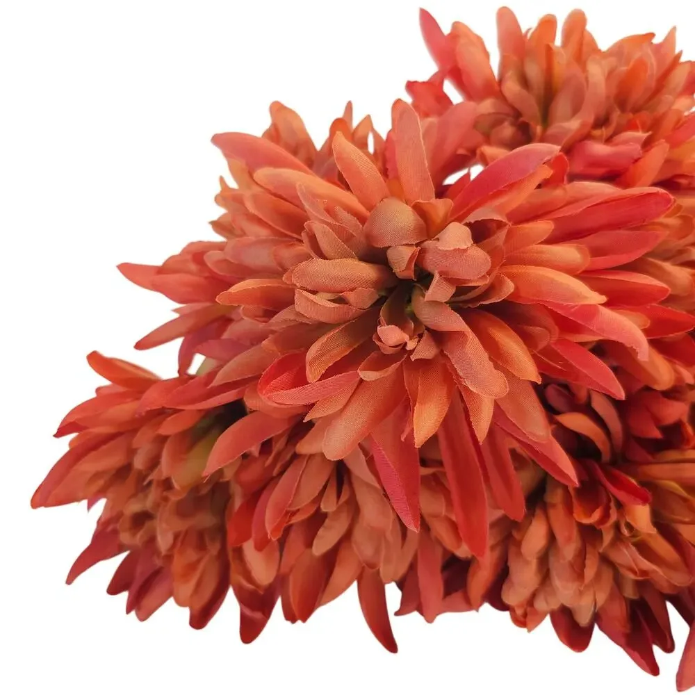25 Orange Pink Coral Artificial Spider Mum Chrysanthemum Flower Stems Fall